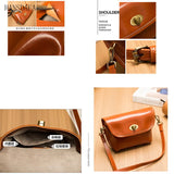 Solid Oil Wax Leather Women Shoulder Crossbody Bag
