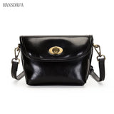 Solid Oil Wax Leather Women Shoulder Crossbody Bag
