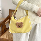 Plush Bear Shoulder Bag Women Casual Handbag Yellow Pink