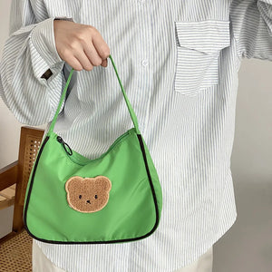 Plush Bear Shoulder Bag Women Casual Handbag Yellow Pink