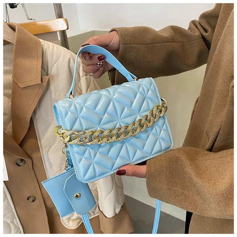 Vintage Chain Crossbody Bag for Women Small Shoulder Handbag