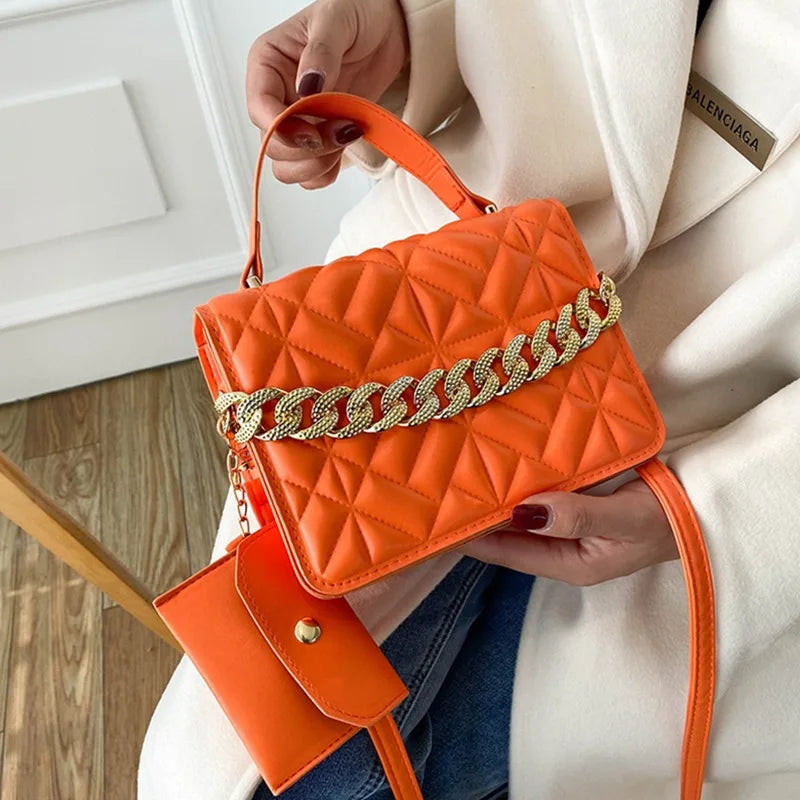 Vintage Chain Crossbody Bag for Women Small Shoulder Handbag