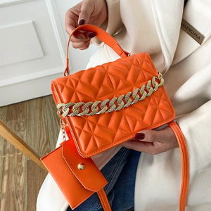 Vintage Chain Crossbody Bag for Women Small Shoulder Handbag