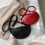 Solid Shoulder Bags Chest Bag Female Handbags PU Leather Bags Waist