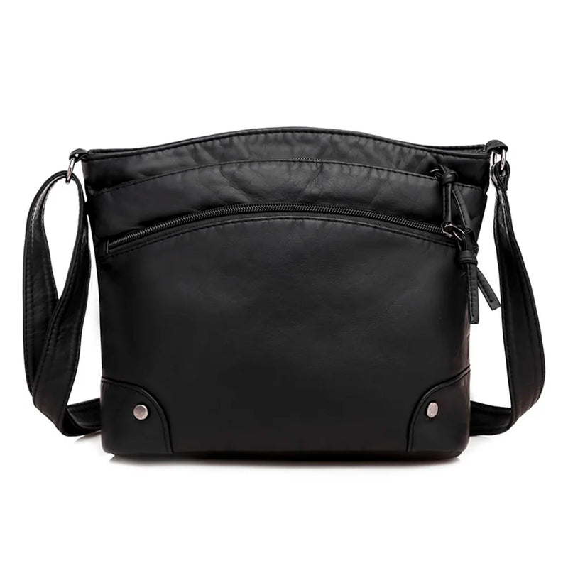 Soft Leather Multi-pocket Messenger Shoulder Tote Bag Large Capacity