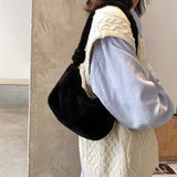 Plush Soft Underarm Bag Women Fluffy Handbag Satchels