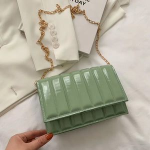 Small Chain Crossbody Bag PU Leather Shoulder Bag Summer Square Bag