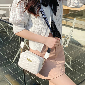 Square Shoulder Crossbody Bag Leather Woven Purse