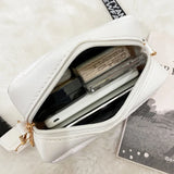 Square Shoulder Crossbody Bag Leather Woven Purse