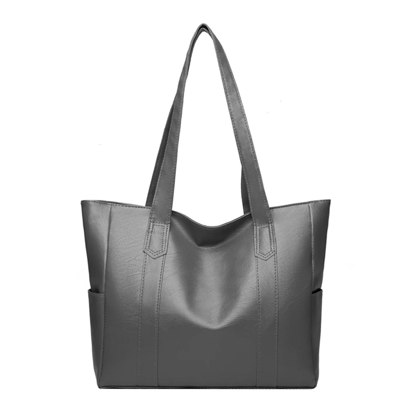 Solid Top-handle Bag Autumn PU Leather Shoulder Bags Satchel Portable