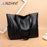 Solid Top-handle Bag PU Leather Shoulder Satchel Large Capacity