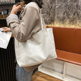 Autumn PU Leather Top-handle Bag Large Capacity Shoulder Tote