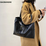 Autumn PU Leather Top-handle Bag Large Capacity Shoulder Tote