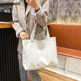 Autumn PU Leather Top-handle Bag Large Capacity Shoulder Tote