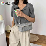 Solid Waist Bag Women PU Leather Zipper Fanny Phone Belt Bum Pouch