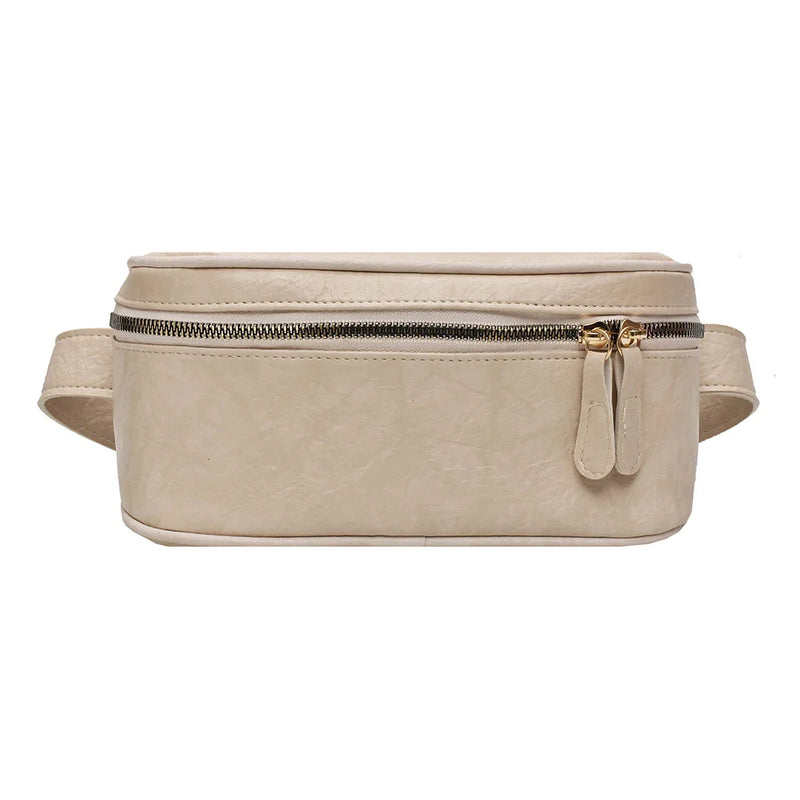 Women's PU Leather Waist Bag Zipper Fanny Phone Belt Bum Pouch