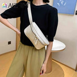 Solid Waist Bag Women PU Leather Zipper Fanny Phone Belt Bum Pouch