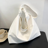 Solid Women Large Capacity PU Leather Tote Handbag