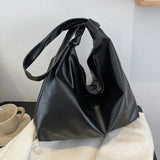 Solid Women Large Capacity PU Leather Tote Handbag