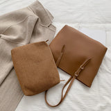 Solid Women PU Leather Shoulder Handbags Large Capacity Tote Clutches