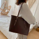 Solid Women PU Leather Shoulder Handbags Large Capacity Tote Clutches