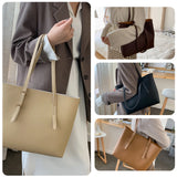 Solid Women PU Leather Shoulder Handbags Large Capacity Tote Clutches