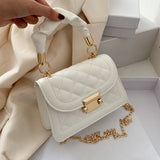 Solid Women Shoulder Bag PU Leather Crossbody Bags Metal Chain Small Handbags