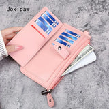 Women's PU Leather Long Wallet Large Capacity Zipper Purse