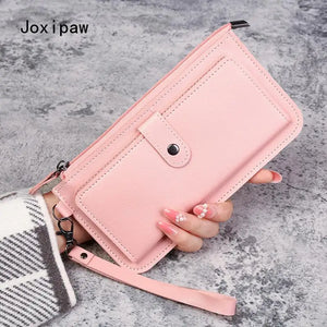 Women's PU Leather Long Wallet Large Capacity Zipper Purse