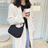 Solid Zipper Shoulder Bag Women Purse Crossbody Bags Retro Nylon Dumpling Bags