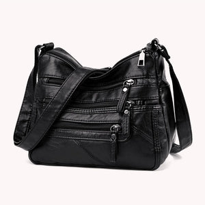 Casual Women PU Crossbody Bag Large Capacity Multi-zipper Handbag