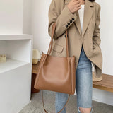 Solid Crossbody Bags Women Large Capacity Totes PU Shoulder Handbag