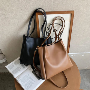 Solid Crossbody Bags Women Large Capacity Totes PU Shoulder Handbag