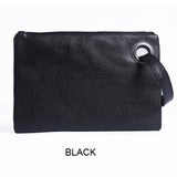 Leather Envelope Zipper Clutch Bag for Women