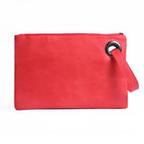Leather Envelope Zipper Clutch Bag for Women