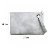 Leather Envelope Zipper Clutch Bag for Women