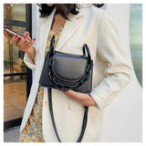 Solid PU Single Shoulder Bag Crossbody Chain Handbag for Women