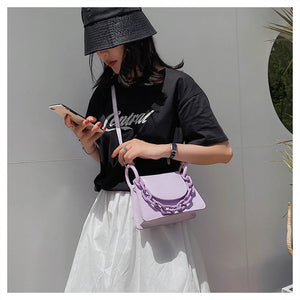 Solid PU Single Shoulder Bag Crossbody Chain Handbag for Women