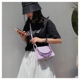 Solid PU Single Shoulder Bag Crossbody Chain Handbag for Women