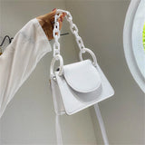 Solid PU Single Shoulder Bag Crossbody Chain Handbag for Women