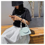 Solid PU Single Shoulder Bag Crossbody Chain Handbag for Women