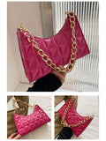 Plaid PU Leather Shoulder Bag Zipper Handbags Casual Texture Shopping Bags