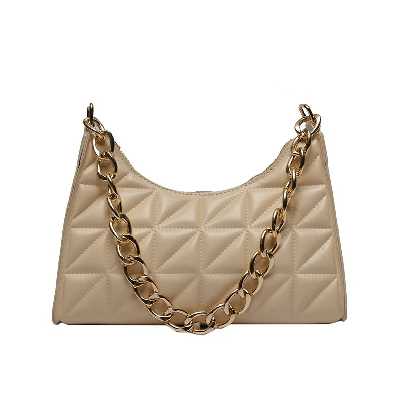Plaid PU Leather Shoulder Bag Zipper Handbags Casual Texture Shopping Bags