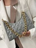 Plaid PU Leather Shoulder Bag Zipper Handbags Casual Texture Shopping Bags