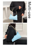 Plaid PU Leather Shoulder Bag Zipper Handbags Casual Texture Shopping Bags