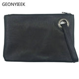 Solid Leather Envelope Clutch Bag for Women Evening Handbag