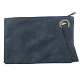 Solid Leather Envelope Clutch Bag for Women