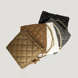 Lattice Nylon Shoulder Bag with Chain Handle