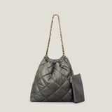 Lattice Nylon Shoulder Bag with Chain Handle