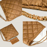 Lattice Nylon Shoulder Bag with Chain Handle